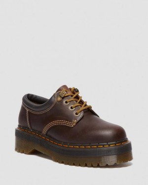 Dark Brown Dr Martens 8053 Arc Crazy Horse Leather Casual Men's Platform Shoes | Canada_Dr95457